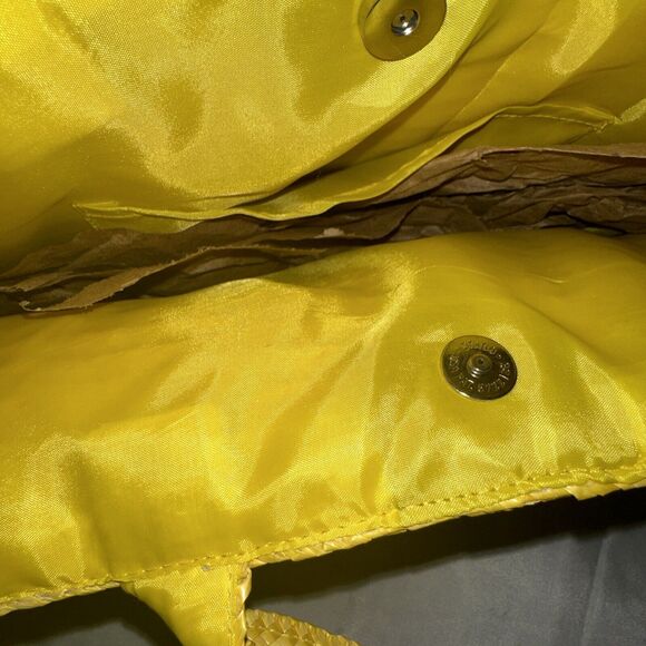 Large Yellow African Woven Straw Sisal Bucket Tote Straw Handbag Kente-styled - Picture 7 of 10